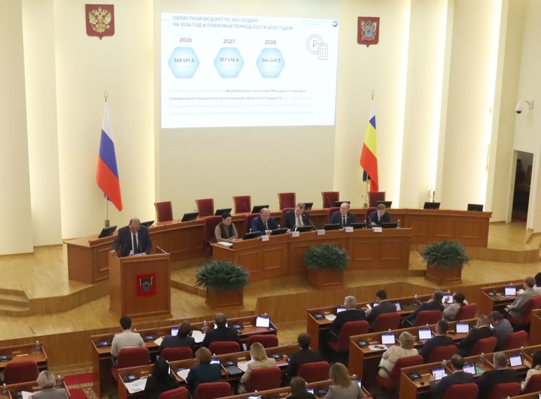 В.И. Хрипун в ходе публичных слушаний представил заключение Контрольно-счетной палаты Ростовской области на проект областного закона об областном бюджете на 2026 год и плановый период 2027-2028 годов